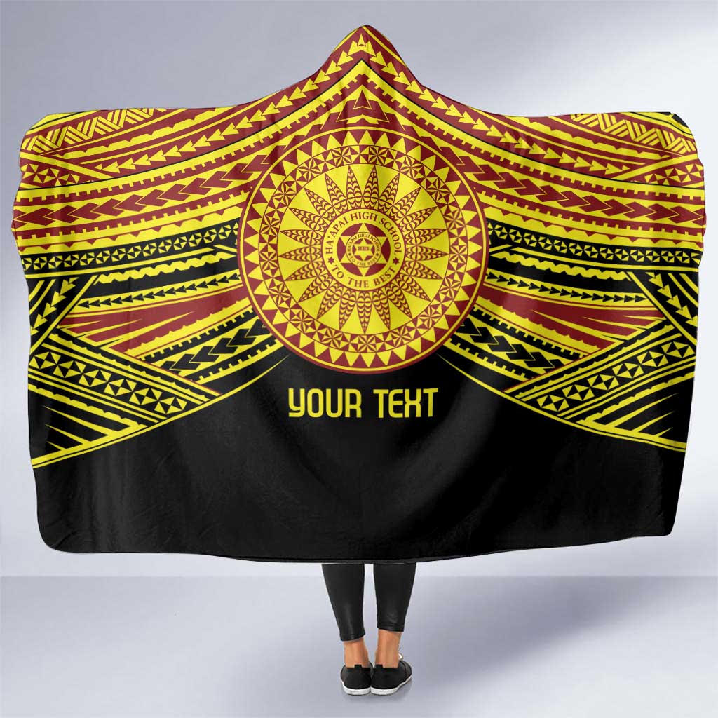 Personalised Tonga Ha apai High School Hooded Blanket Ngatu Fonulei Pattern LT9 One Size Gold - Polynesian Pride