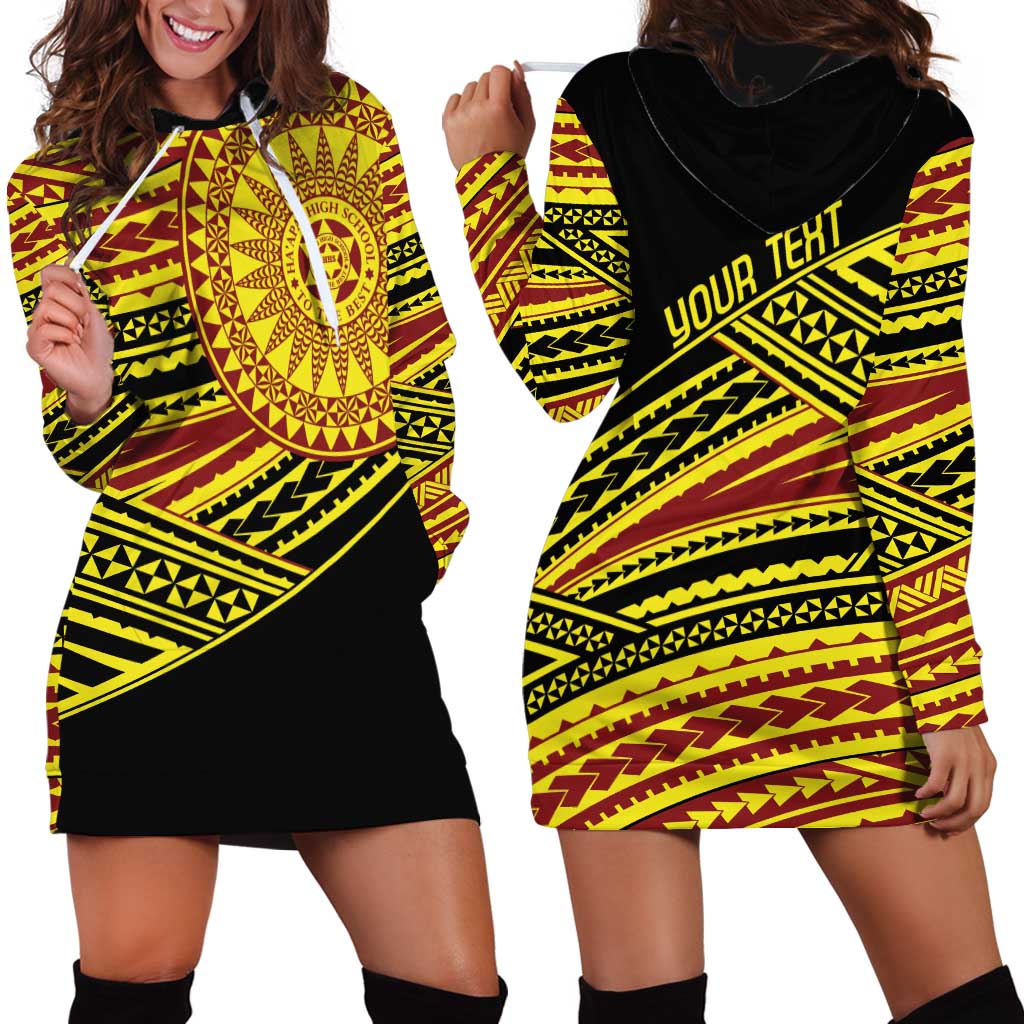 Personalised Tonga Ha apai High School Hoodie Dress Ngatu Fonulei Pattern