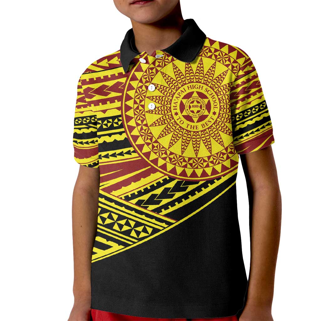 Personalised Tonga Ha apai High School Kid Polo Shirt Ngatu Fonulei Pattern