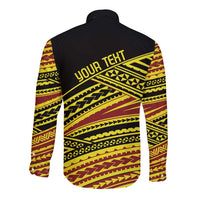 Personalised Tonga Ha apai High School Long Sleeve Button Shirt Ngatu Fonulei Pattern LT9 - Polynesian Pride