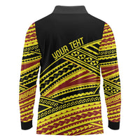Personalised Tonga Ha apai High School Long Sleeve Polo Shirt Ngatu Fonulei Pattern