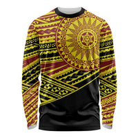 Personalised Tonga Ha apai High School Long Sleeve Shirt Ngatu Fonulei Pattern LT9 Unisex Gold - Polynesian Pride