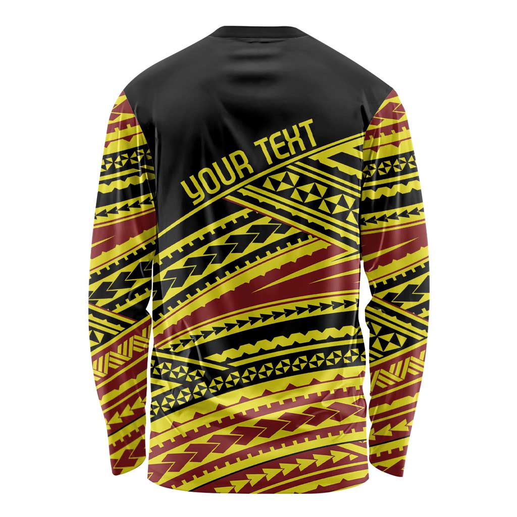 Personalised Tonga Ha apai High School Long Sleeve Shirt Ngatu Fonulei Pattern LT9 - Polynesian Pride