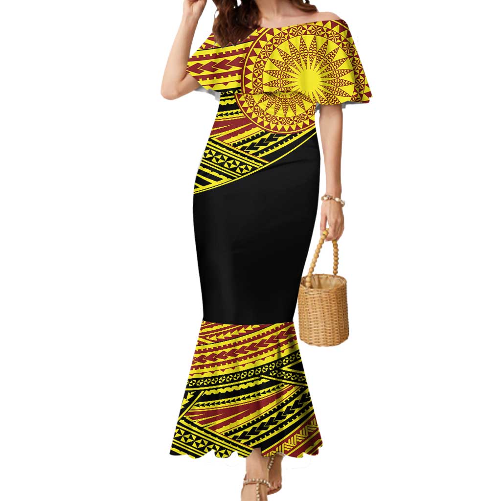 Personalised Tonga Ha apai High School Mermaid Dress Ngatu Fonulei Pattern