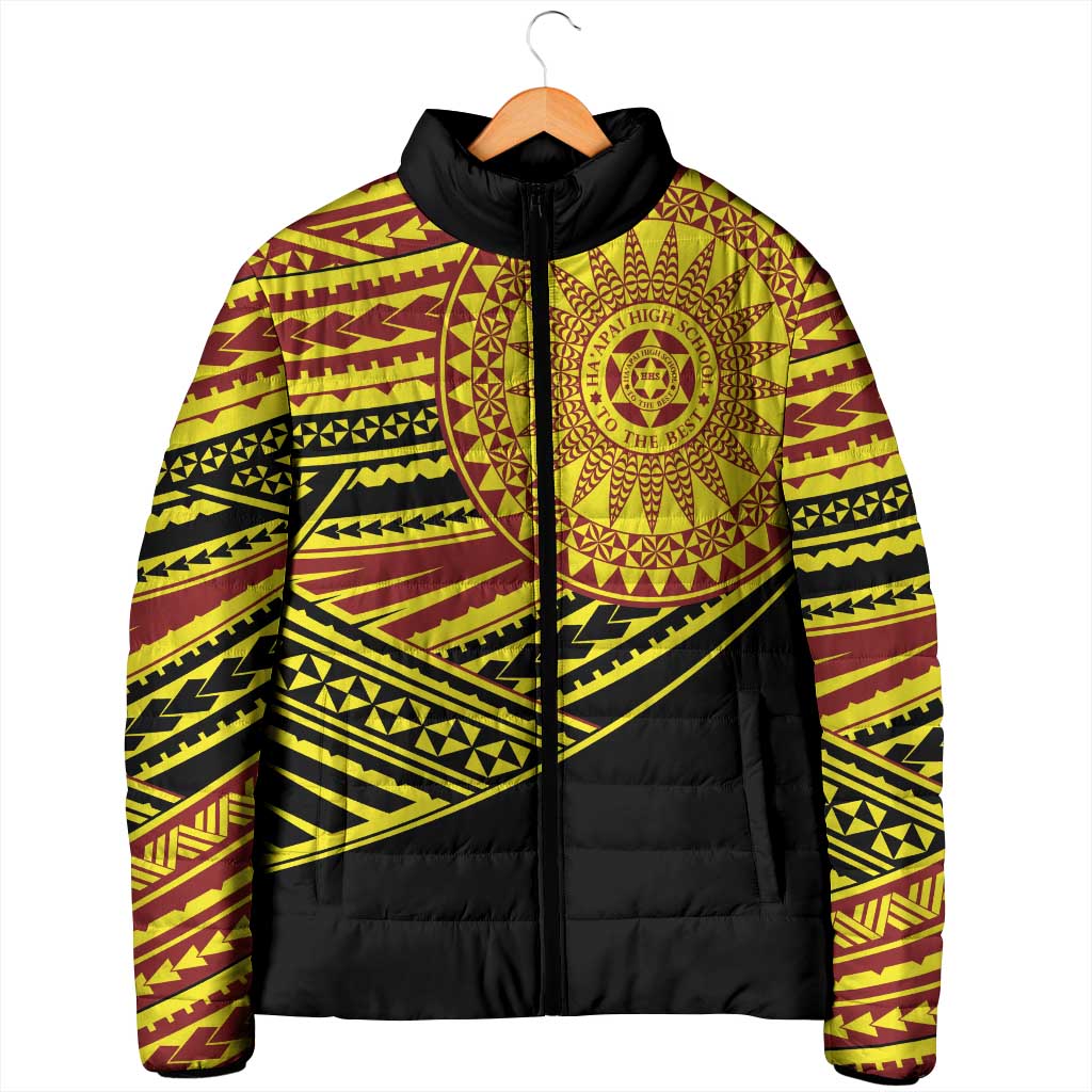 Personalised Tonga Ha apai High School Padded Jacket Ngatu Fonulei Pattern LT9 - Polynesian Pride