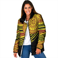 Personalised Tonga Ha apai High School Padded Jacket Ngatu Fonulei Pattern LT9 Women Gold - Polynesian Pride