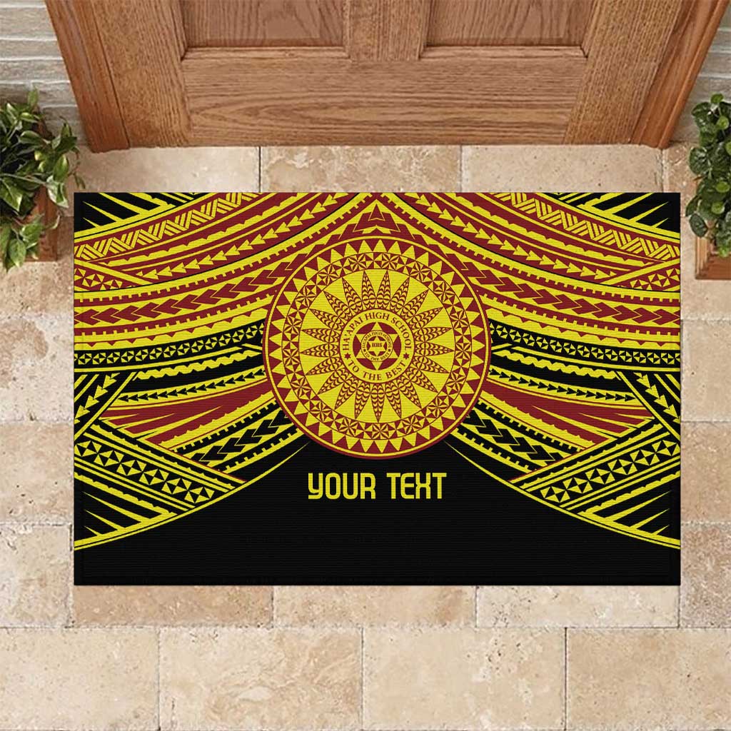 Personalised Tonga Ha apai High School Rubber Doormat Ngatu Fonulei Pattern LT9 Gold - Polynesian Pride