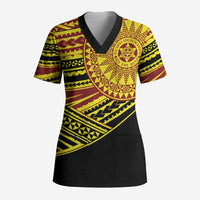 Personalised Tonga Ha apai High School Scrub Top Ngatu Fonulei Pattern - Polynesian Pride