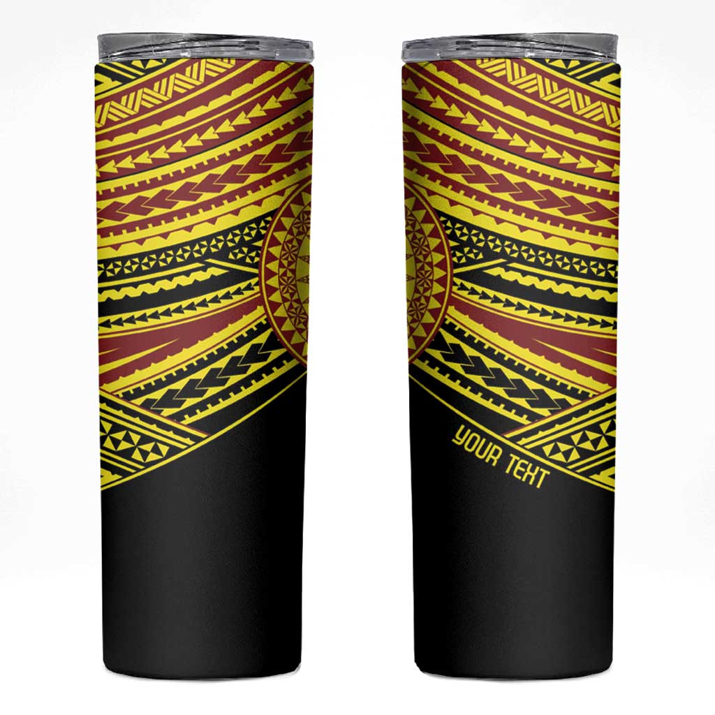 Personalised Tonga Ha apai High School Skinny Tumbler Ngatu Fonulei Pattern
