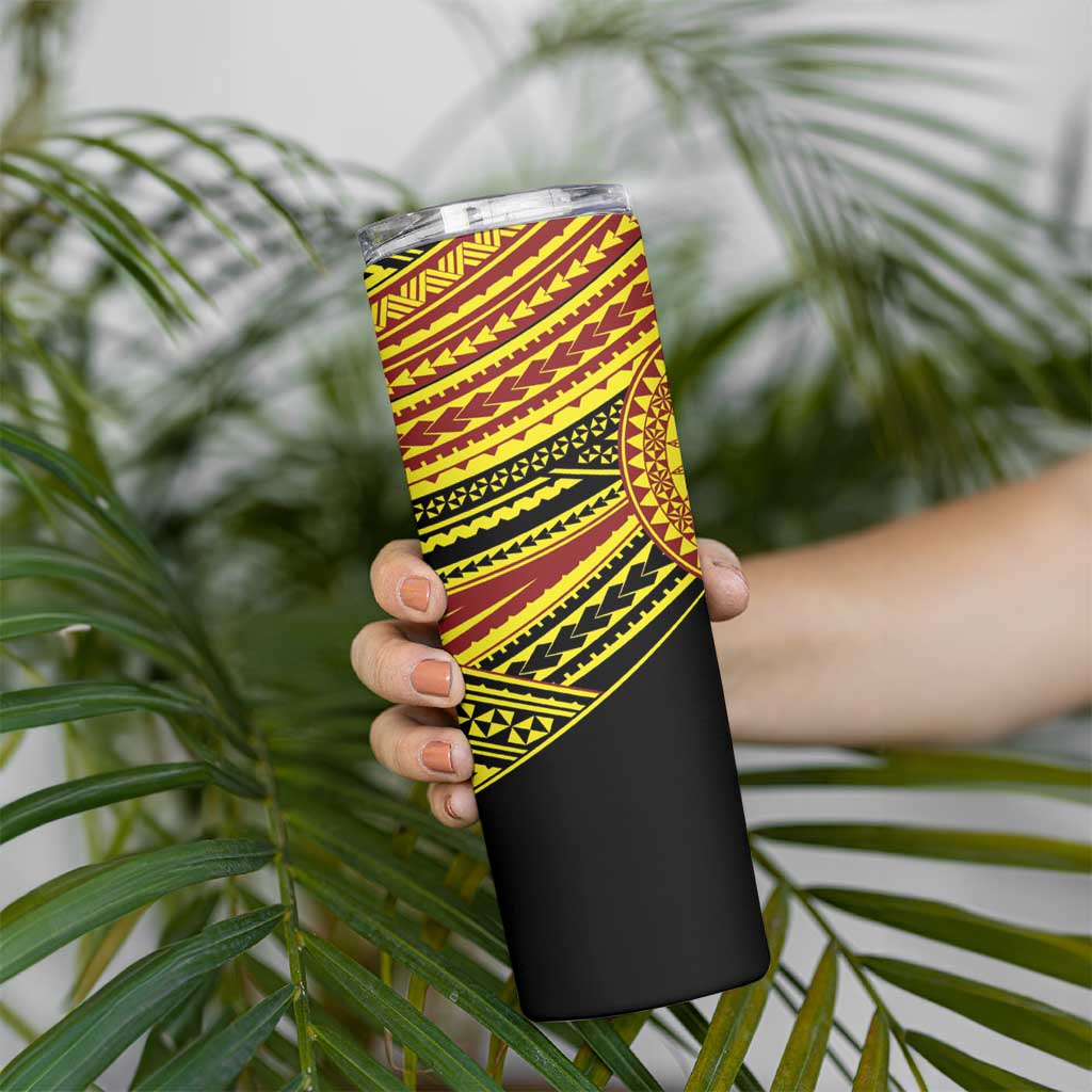 Personalised Tonga Ha apai High School Skinny Tumbler Ngatu Fonulei Pattern