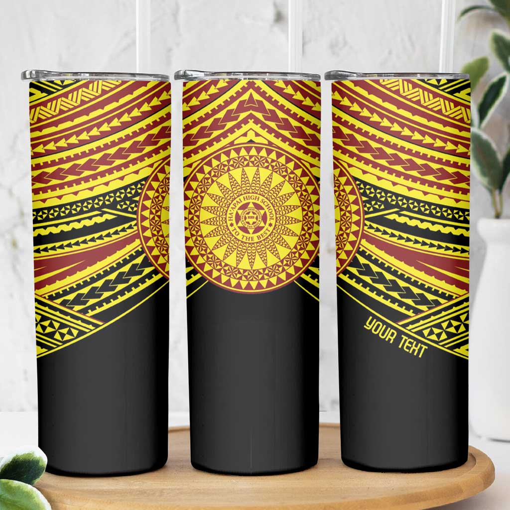Personalised Tonga Ha apai High School Skinny Tumbler Ngatu Fonulei Pattern