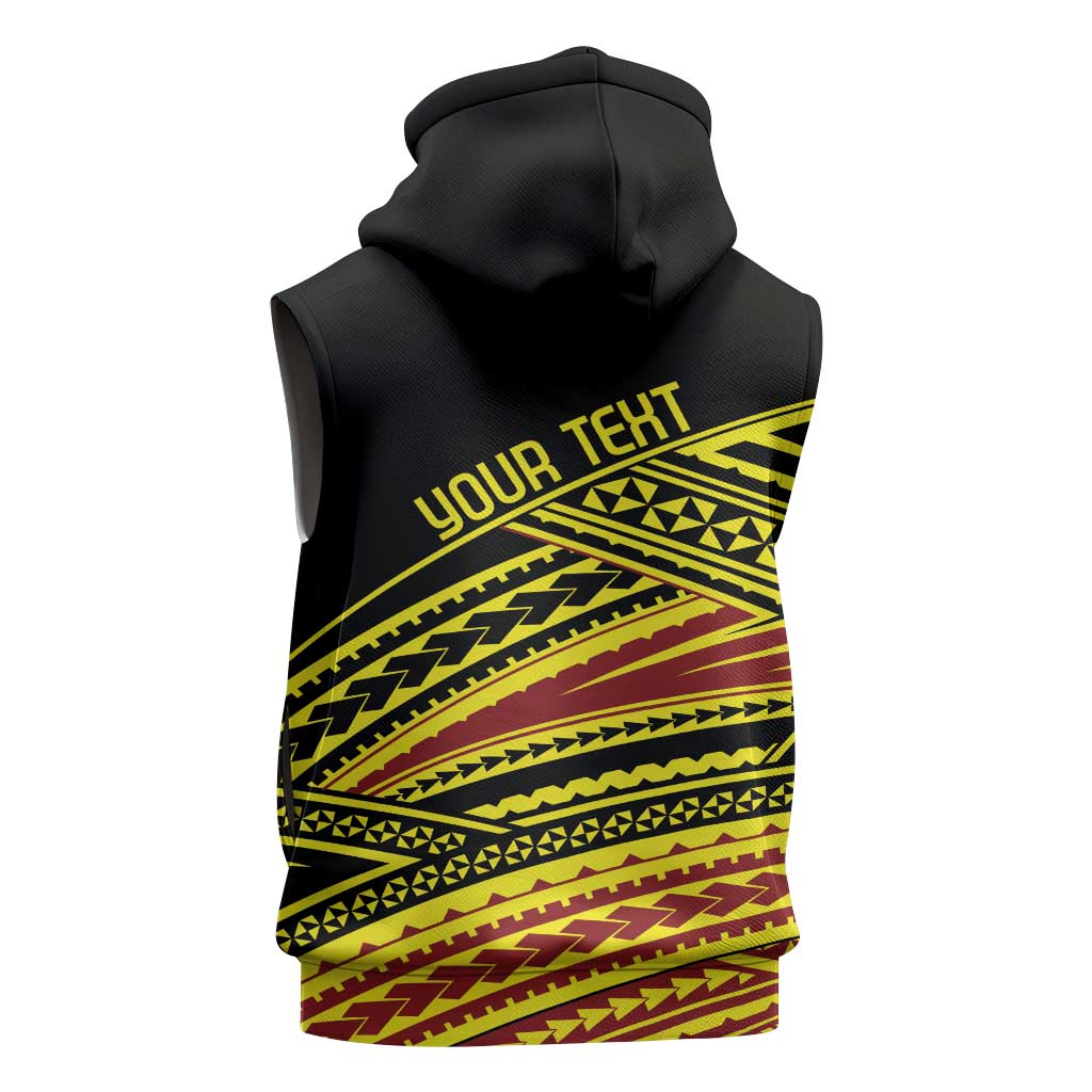 Personalised Tonga Ha apai High School Sleeveless Zip Hoodie Ngatu Fonulei Pattern - Polynesian Pride