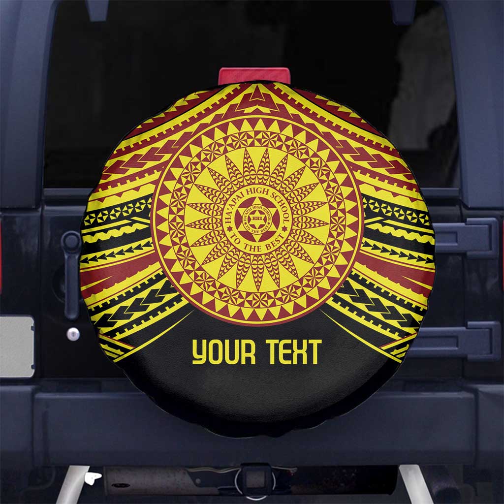 Personalised Tonga Ha apai High School Spare Tire Cover Ngatu Fonulei Pattern