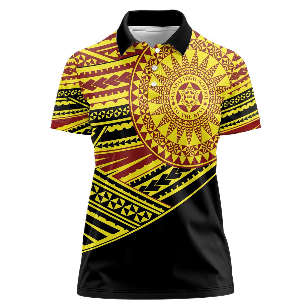 Personalised Tonga Ha apai High School Women Polo Shirt Ngatu Fonulei Pattern