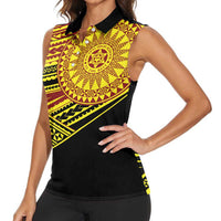 Personalised Tonga Ha apai High School Women Sleeveless Polo Shirt Ngatu Fonulei Pattern