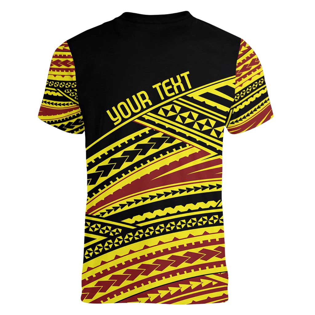 Personalised Tonga Ha apai High School Women V-Neck T-Shirt Ngatu Fonulei Pattern