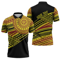 Personalised Tonga Ha apai High School Zipper Polo Shirt Ngatu Fonulei Pattern LT9 - Polynesian Pride