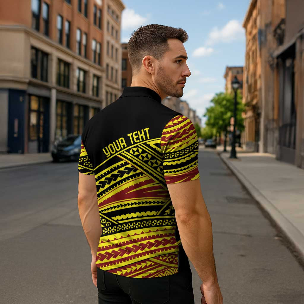 Personalised Tonga Ha apai High School Zipper Polo Shirt Ngatu Fonulei Pattern LT9 - Polynesian Pride