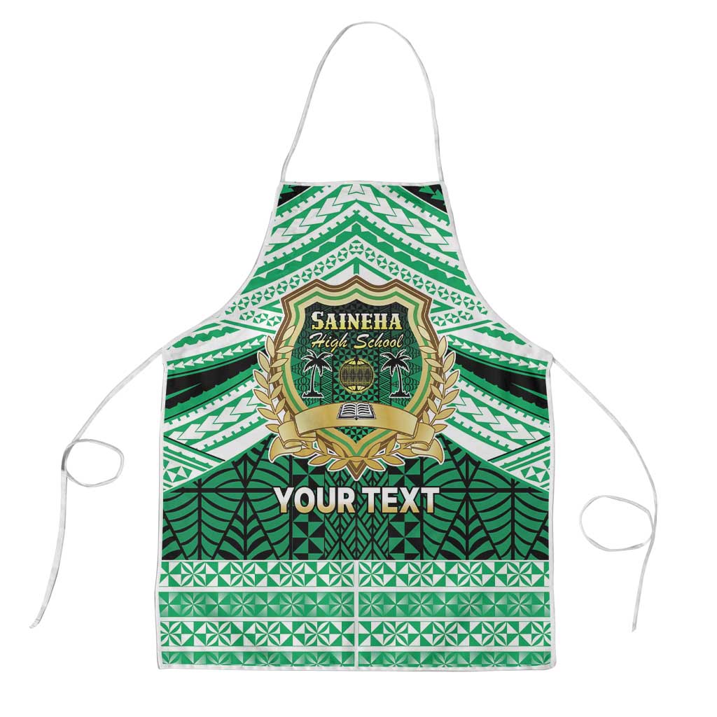 Personalised Tonga Saineha High School Apron Polynesian Ngatu Tribal LT9 Green - Polynesian Pride