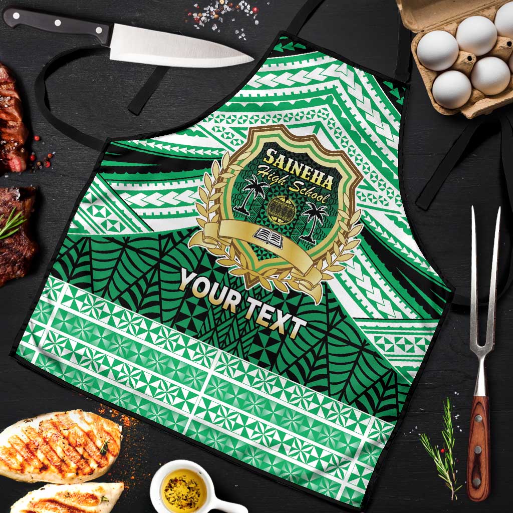 Personalised Tonga Saineha High School Apron Polynesian Ngatu Tribal LT9 Green - Polynesian Pride