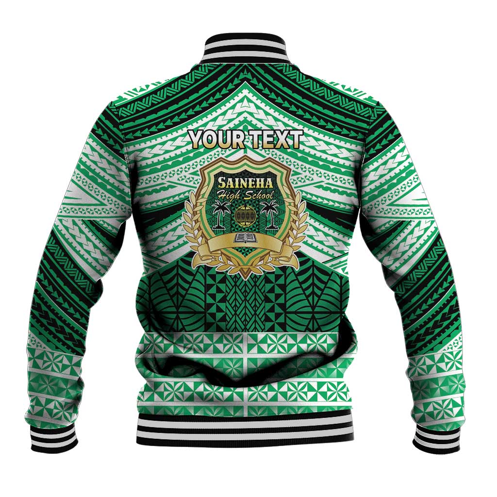 Personalised Tonga Saineha High School Baseball Jacket Polynesian Ngatu Tribal LT9 - Polynesian Pride
