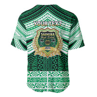 Personalised Tonga Saineha High School Baseball Jersey Polynesian Ngatu Tribal