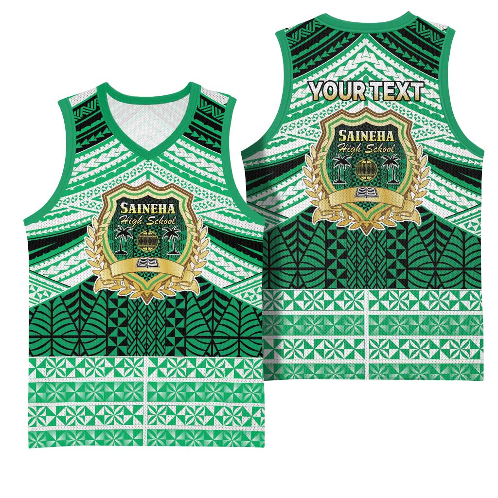Personalised Tonga Saineha High School Basketball Jersey Polynesian Ngatu Tribal LT9 - Polynesian Pride