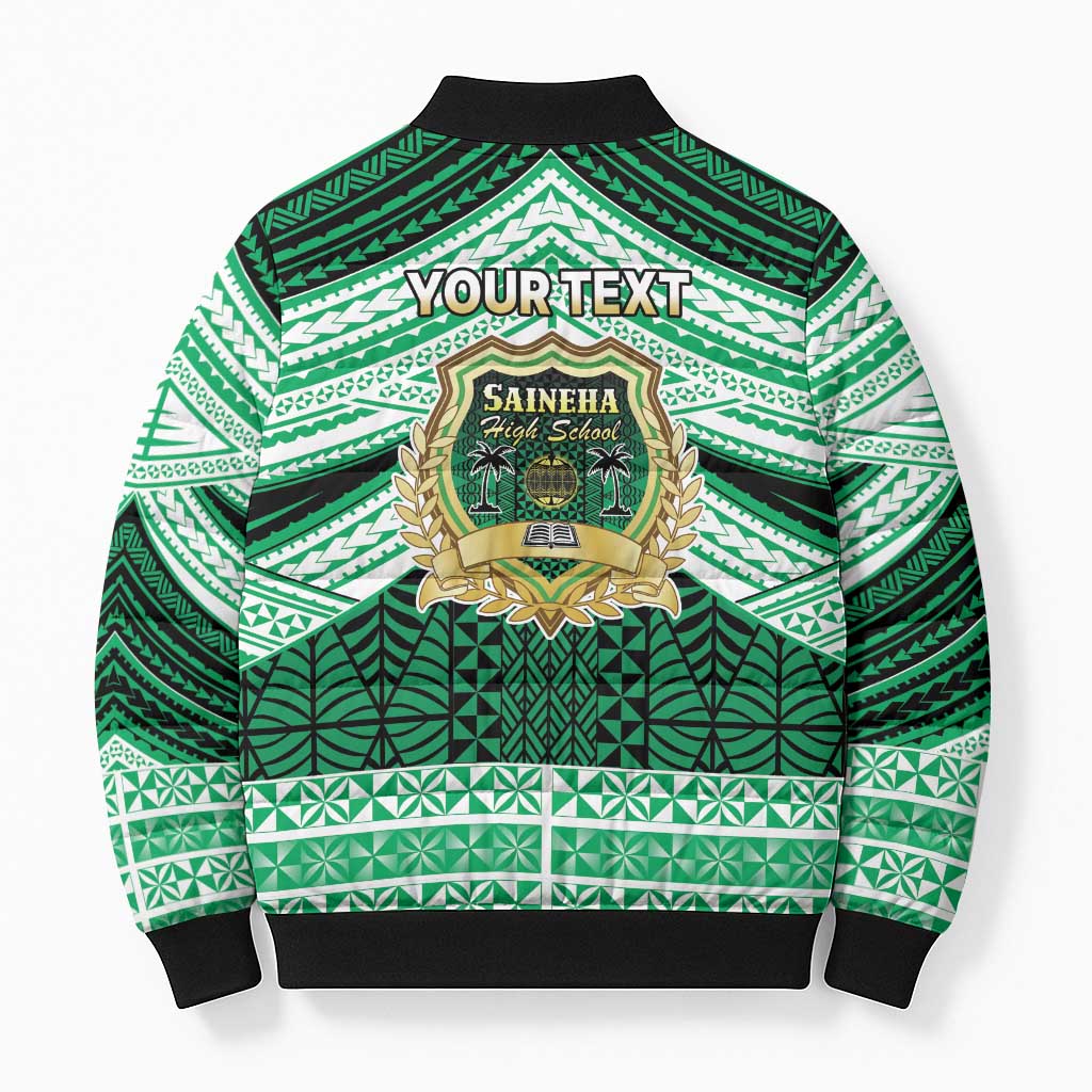 Personalised Tonga Saineha High School Bomber Puffer Jacket Polynesian Ngatu Tribal LT9 - Polynesian Pride