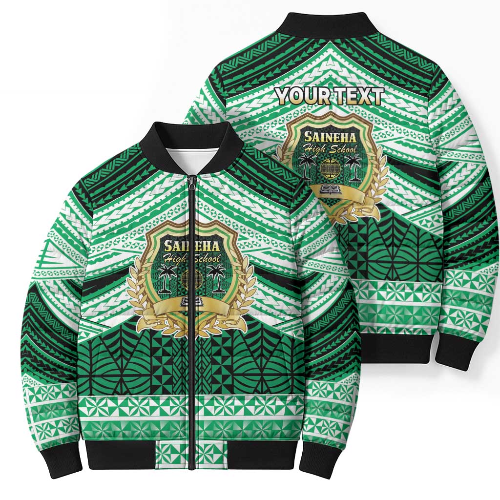 Personalised Tonga Saineha High School Bomber Puffer Jacket Polynesian Ngatu Tribal LT9 - Polynesian Pride