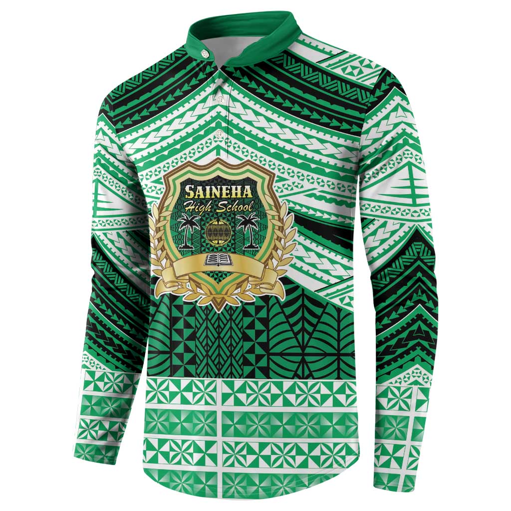 Personalised Tonga Saineha High School Button Sweatshirt Polynesian Ngatu Tribal LT9 - Polynesian Pride