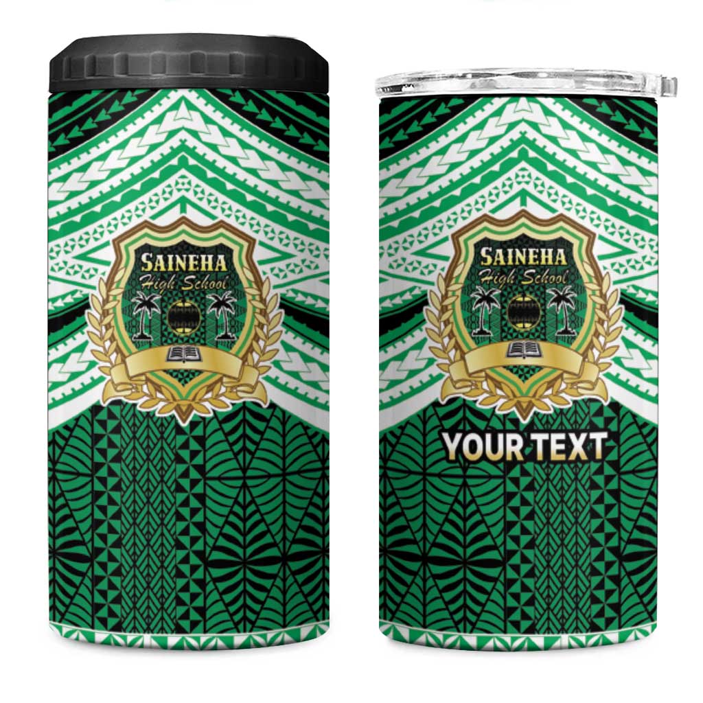 Personalised Tonga Saineha High School 4 in 1 Can Cooler Tumbler Polynesian Ngatu Tribal LT9 One Size: 16 oz Green - Polynesian Pride