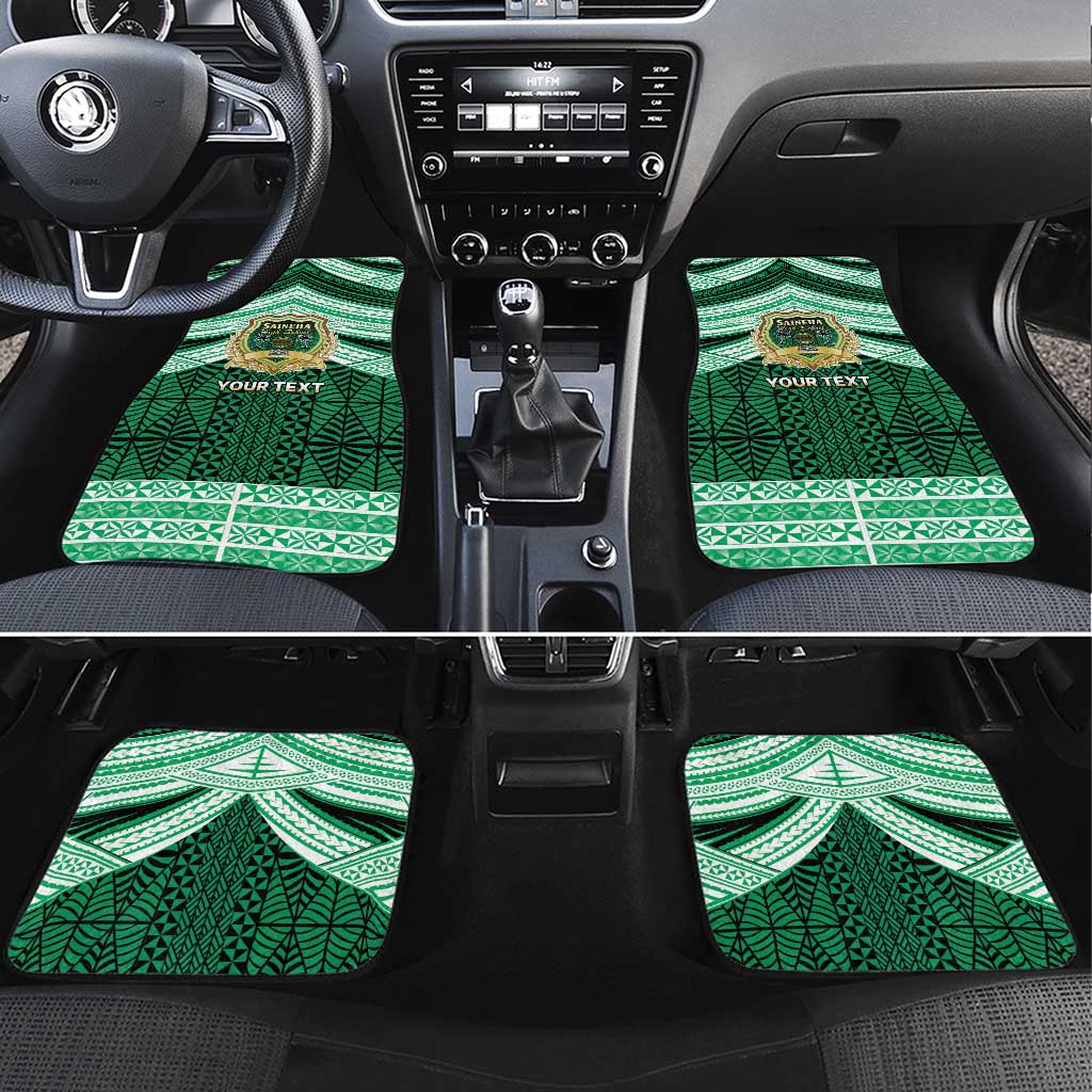 Personalised Tonga Saineha High School Car Mats Polynesian Ngatu Tribal LT9 Set 4pcs Green - Polynesian Pride