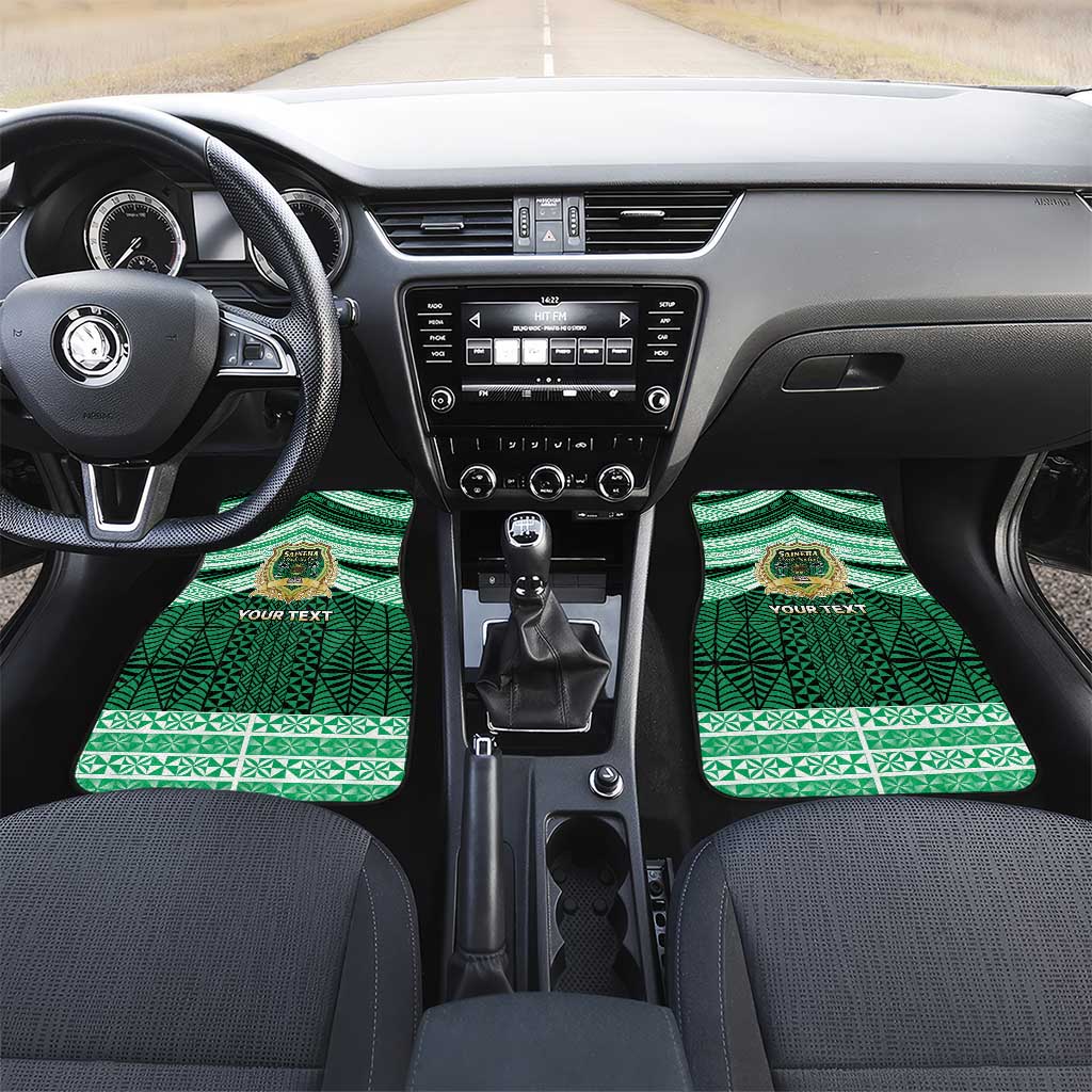 Personalised Tonga Saineha High School Car Mats Polynesian Ngatu Tribal LT9 Set 2pcs - Front Green - Polynesian Pride