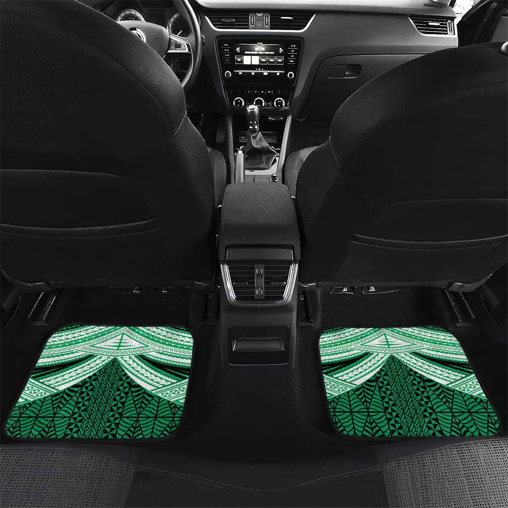 Personalised Tonga Saineha High School Car Mats Polynesian Ngatu Tribal LT9 Set 2pcs - Back Green - Polynesian Pride