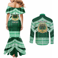 Personalised Tonga Saineha High School Couples Matching Mermaid Dress and Long Sleeve Button Shirt Polynesian Ngatu Tribal LT9 - Polynesian Pride