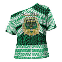 Personalised Tonga Saineha High School Cross Shoulder Shirt Polynesian Ngatu Tribal LT9 - Polynesian Pride