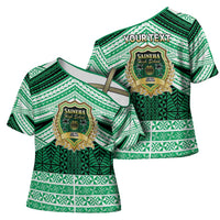 Personalised Tonga Saineha High School Cross Shoulder Shirt Polynesian Ngatu Tribal LT9 - Polynesian Pride
