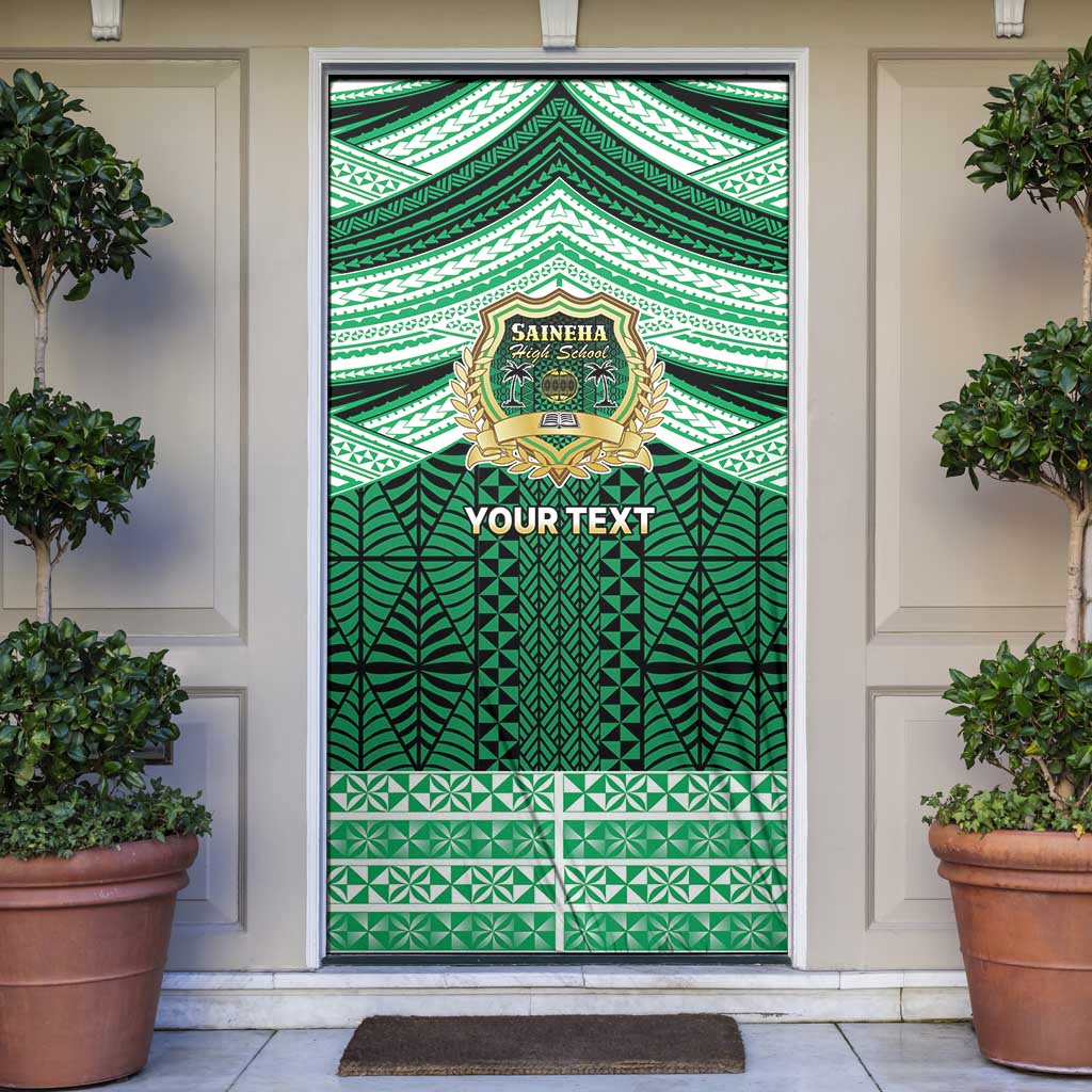 Personalised Tonga Saineha High School Door Cover Polynesian Ngatu Tribal LT9 Green - Polynesian Pride