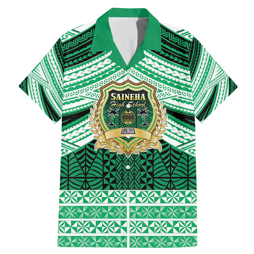 Personalised Tonga Saineha High School Family Matching Mermaid Dress and Hawaiian Shirt Polynesian Ngatu Tribal