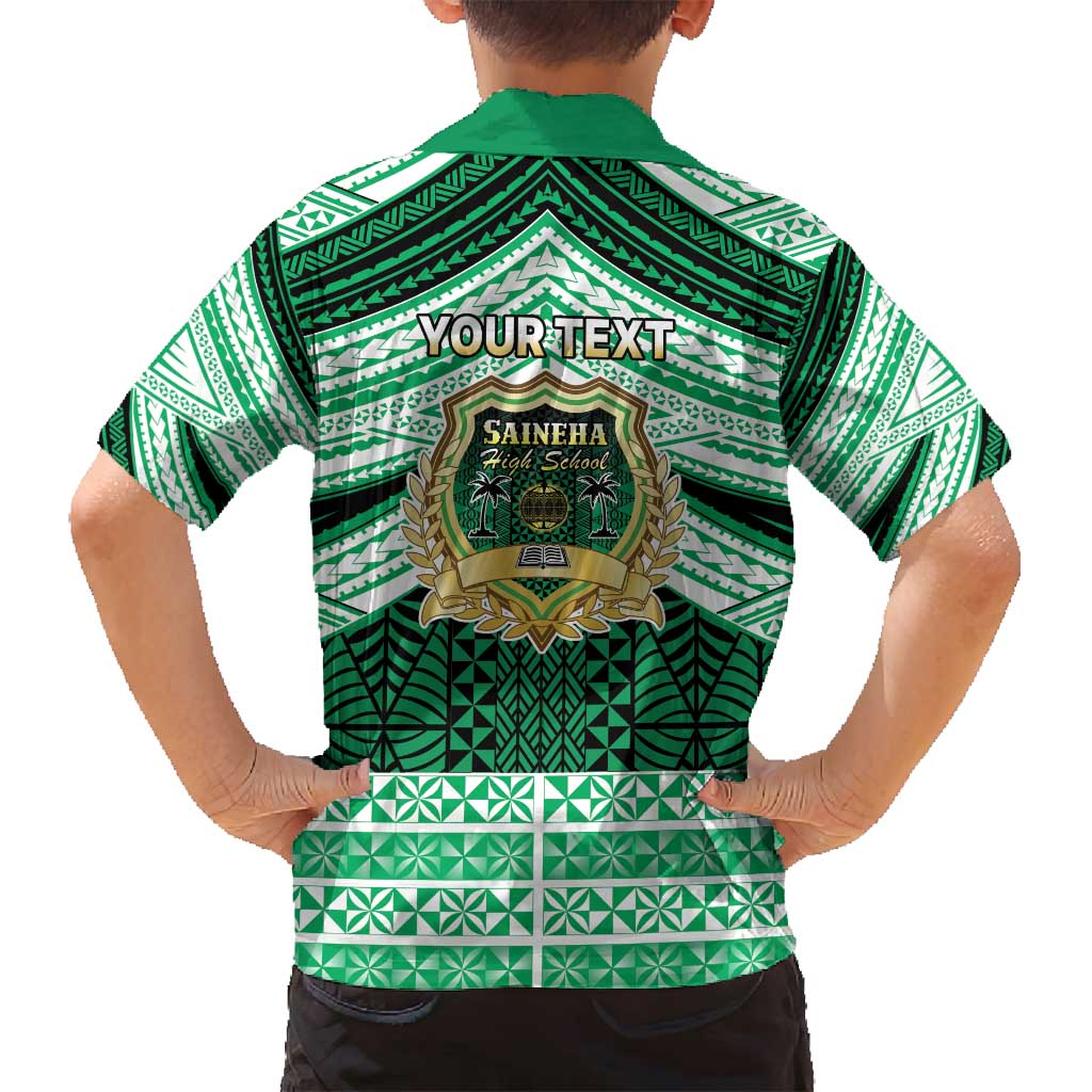 Personalised Tonga Saineha High School Family Matching Puletasi and Hawaiian Shirt Polynesian Ngatu Tribal