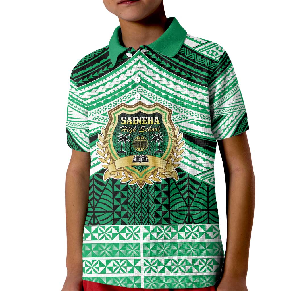 Personalised Tonga Saineha High School Kid Polo Shirt Polynesian Ngatu Tribal