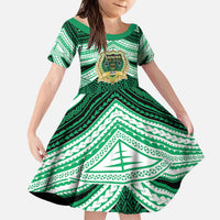 Personalised Tonga Saineha High School Kid Short Sleeve Dress Polynesian Ngatu Tribal LT9 KID Green - Polynesian Pride