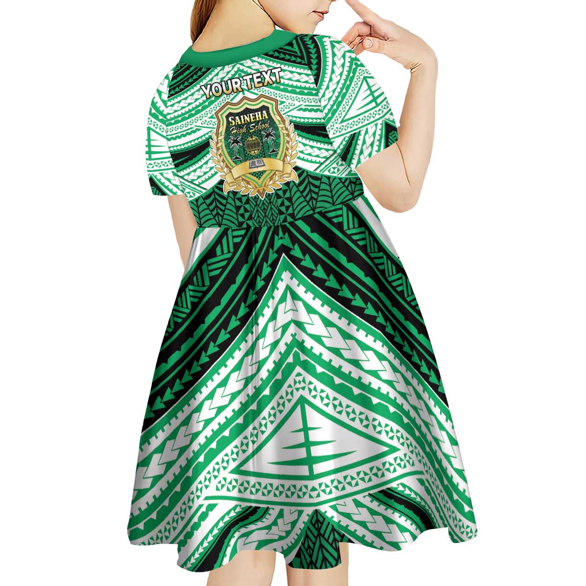 Personalised Tonga Saineha High School Kid Short Sleeve Dress Polynesian Ngatu Tribal LT9 - Polynesian Pride