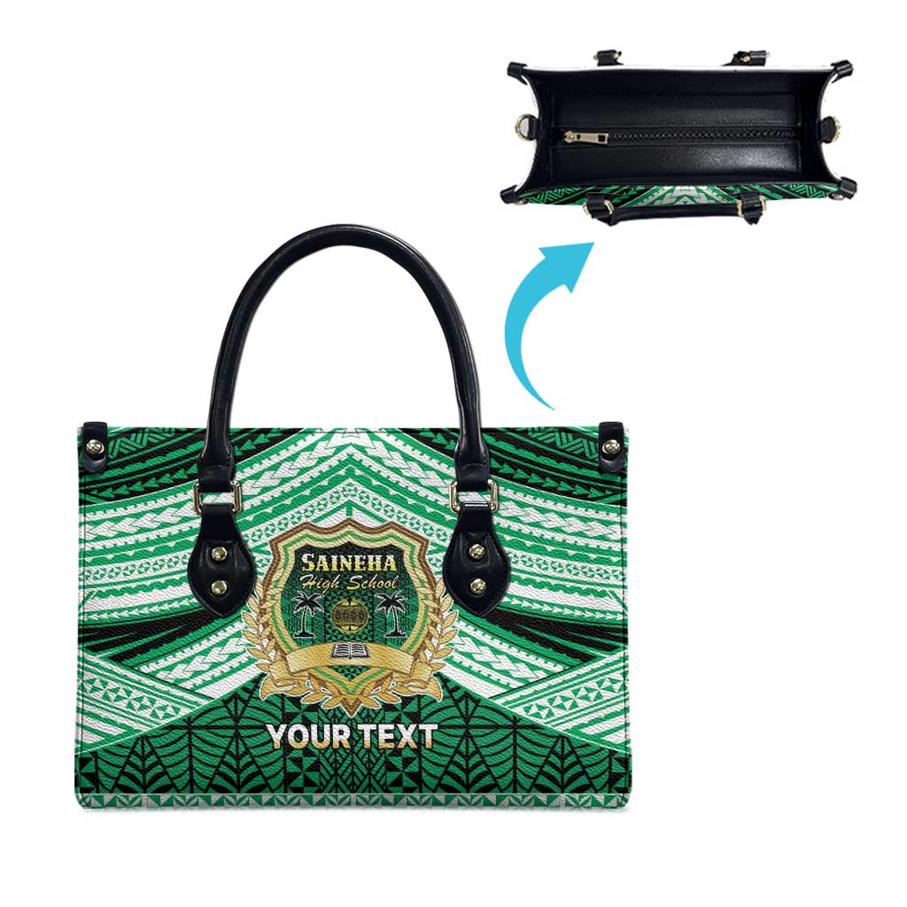 Personalised Tonga Saineha High School Leather Bag Polynesian Ngatu Tribal - Polynesian Pride