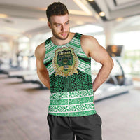 Personalised Tonga Saineha High School Men Tank Top Polynesian Ngatu Tribal LT9 Green - Polynesian Pride