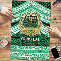 Personalised Tonga Saineha High School Puzzle Polynesian Ngatu Tribal LT9 Green - Polynesian Pride