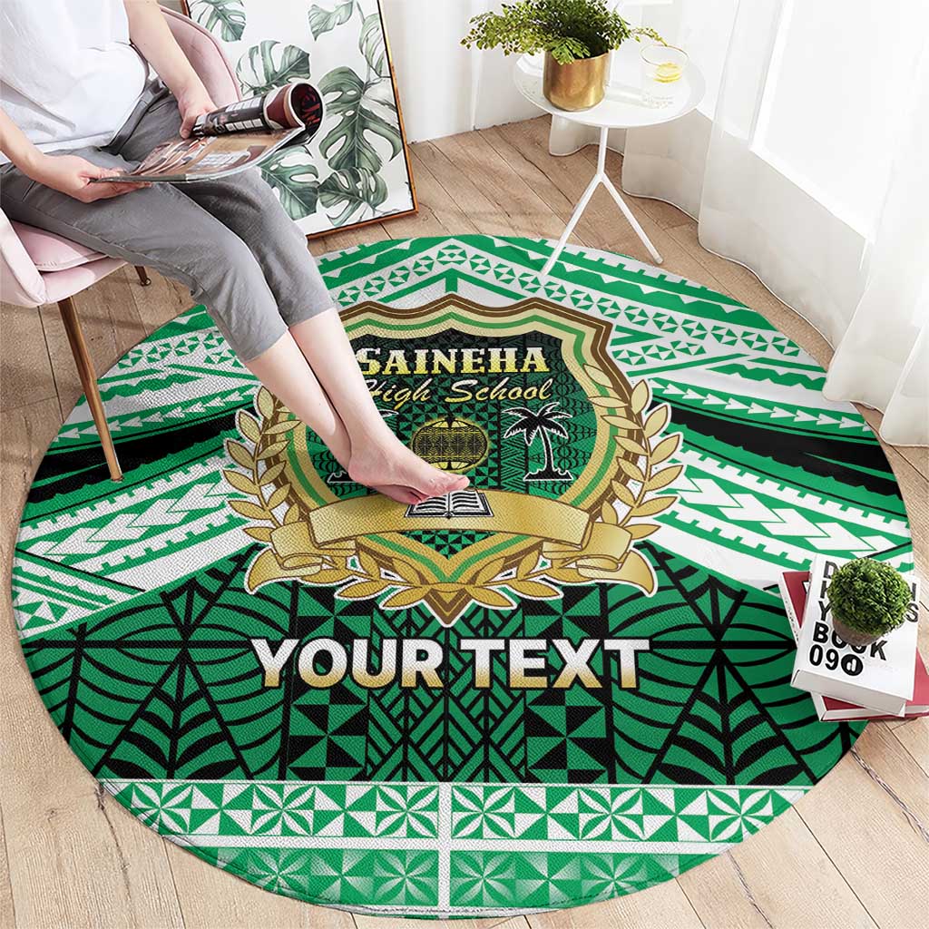 Personalised Tonga Saineha High School Round Carpet Polynesian Ngatu Tribal