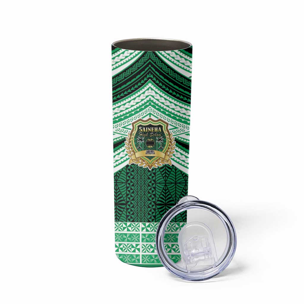 Personalised Tonga Saineha High School Skinny Tumbler Polynesian Ngatu Tribal