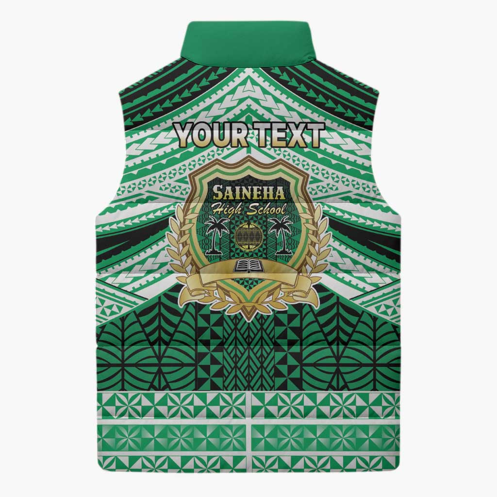 Personalised Tonga Saineha High School Sleeveless Puffer Jacket Polynesian Ngatu Tribal LT9 - Polynesian Pride