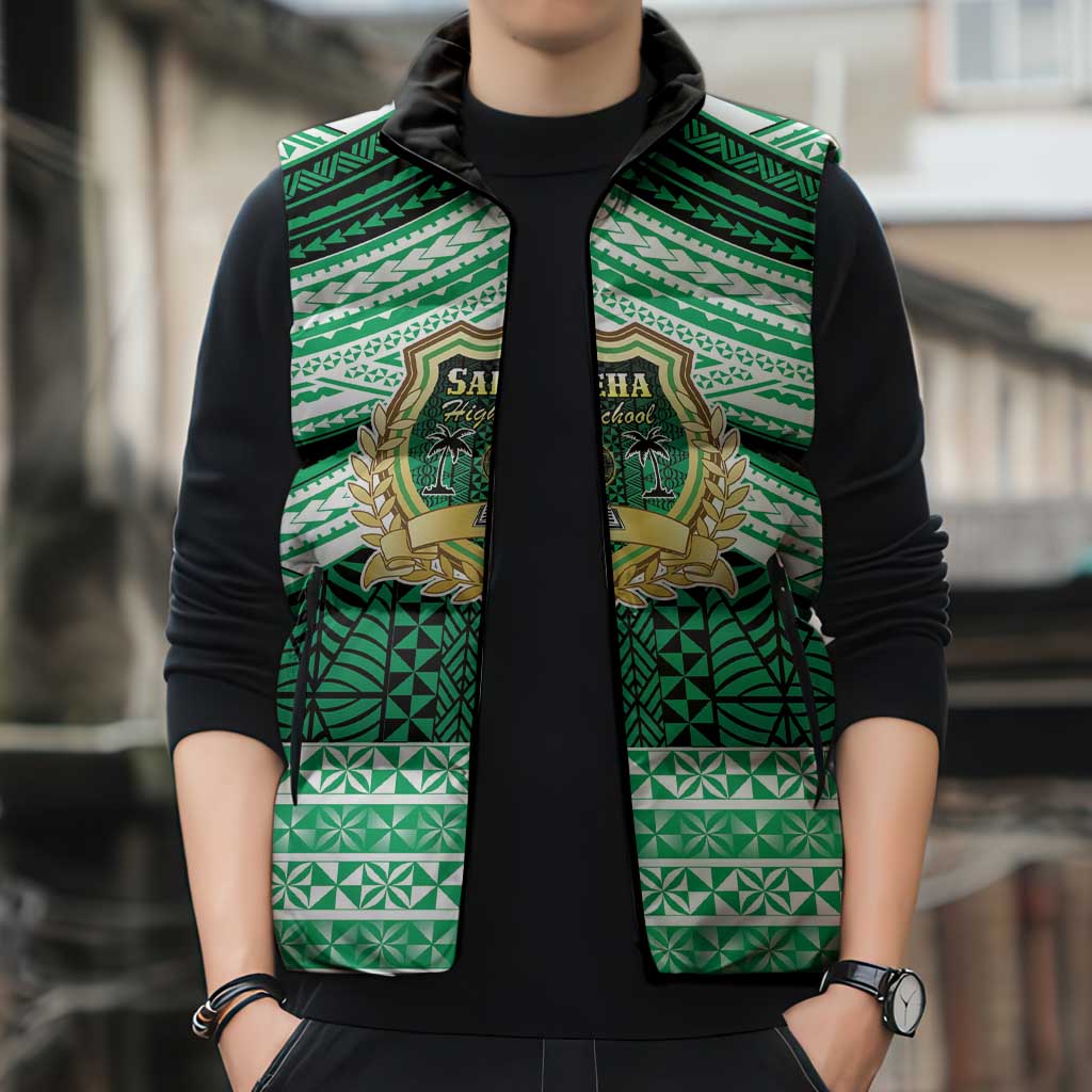 Personalised Tonga Saineha High School Sleeveless Puffer Jacket Polynesian Ngatu Tribal LT9 - Polynesian Pride